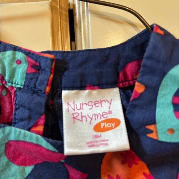 Nursery Rhyme Kids Dress - Blue with Multicolor Birds - Picture 3 of 4